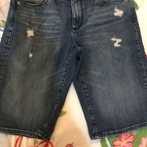 Distressed Denim Pedal Pushers